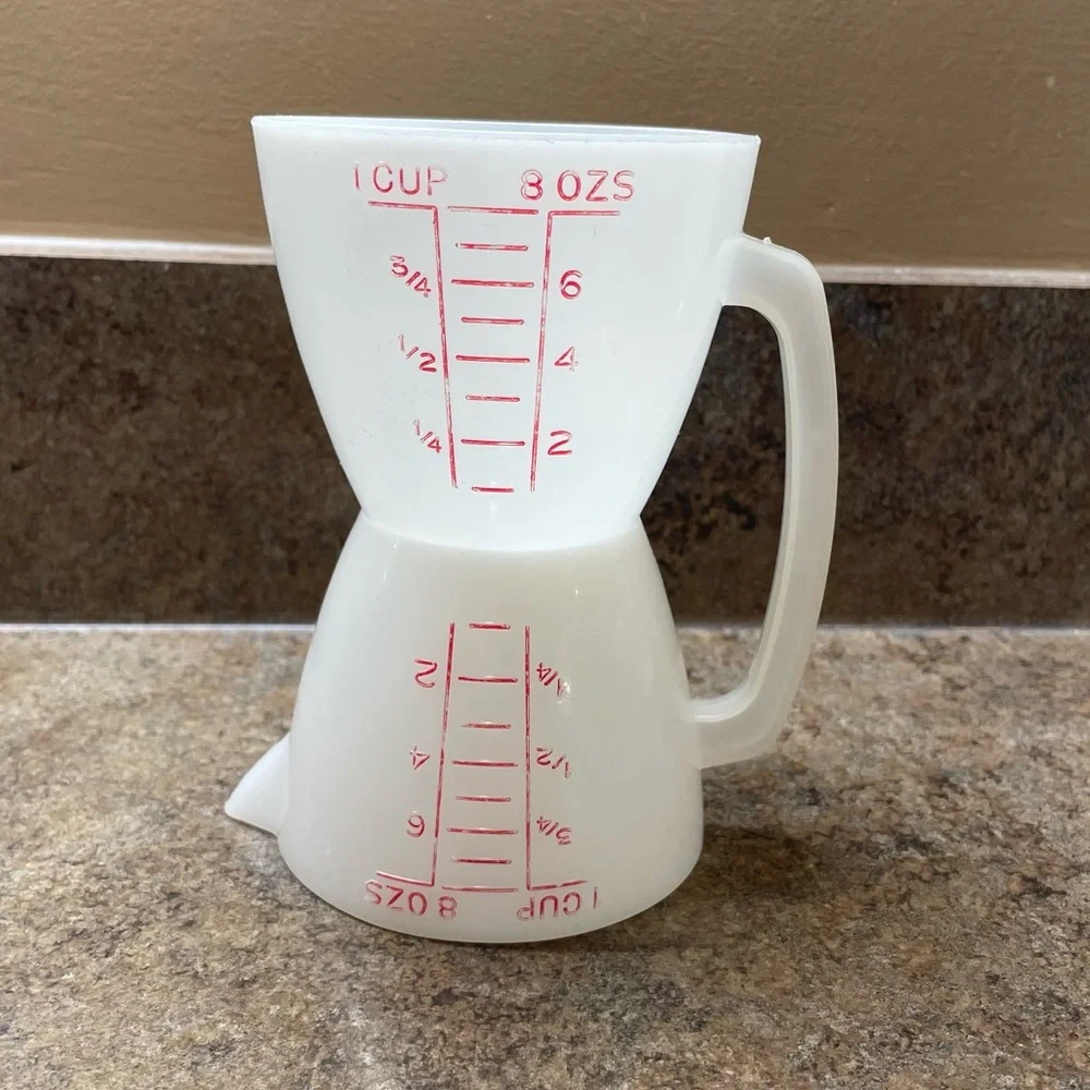 Vintage Tupperware Wet Dry Measuring Cups 860 Twin Double Measure 1 Cup 8 oz
